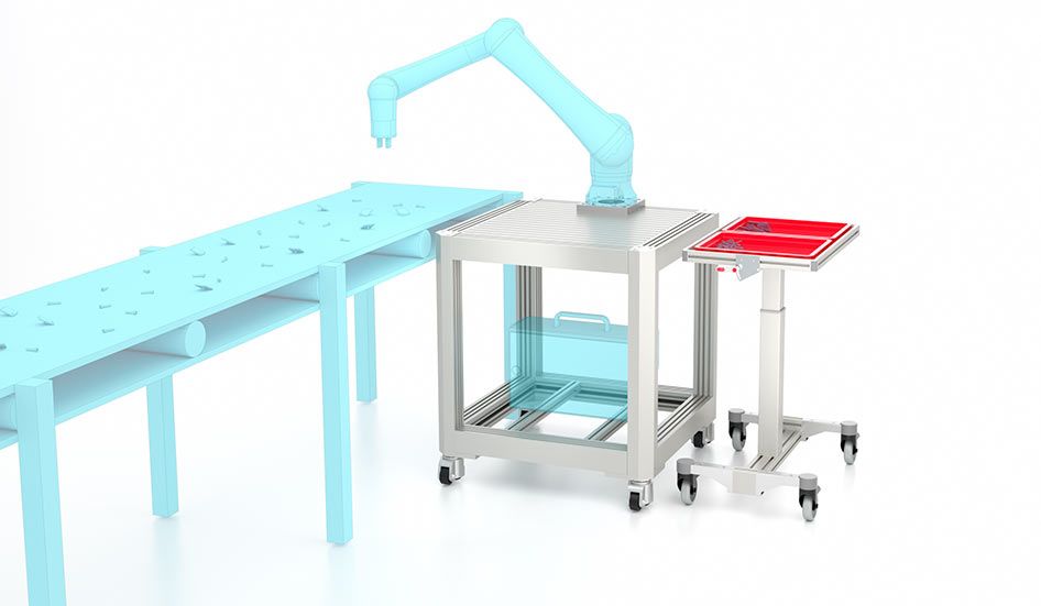 Robotický ostrůvek s vedením kabelů